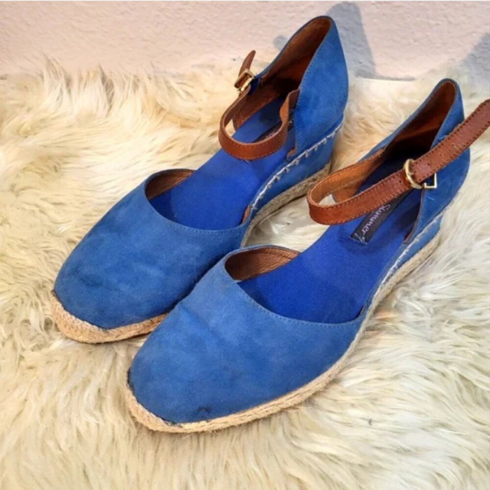 FRAU Summer Blue Suede Espadrille Wedges